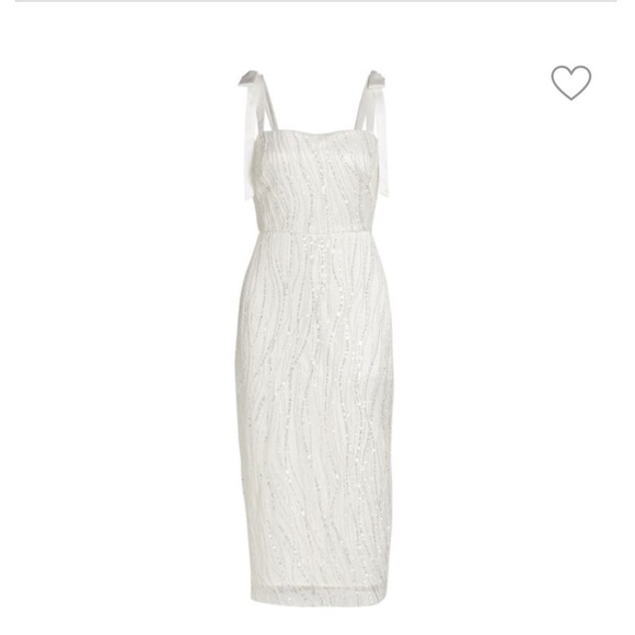 ML MONIQUE LHUILLIER Sequined Bow-Strap Midi Dress in white - Picture 12 of 12